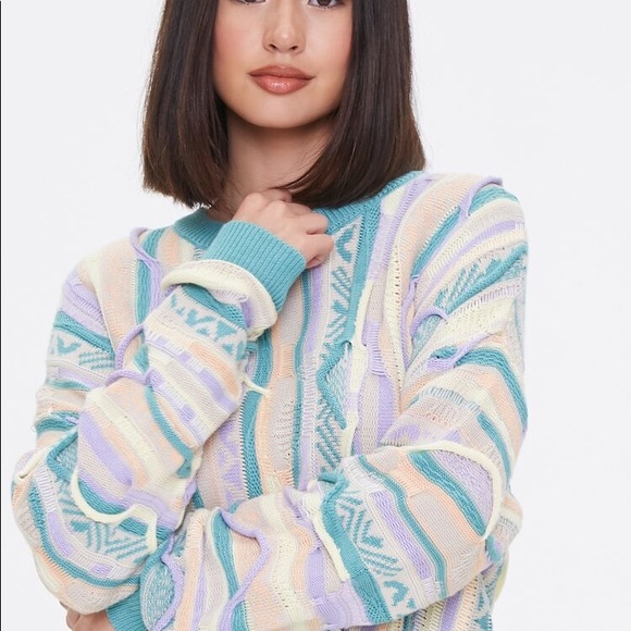 Multicolored Cable Knit Sweater | Poshmark